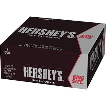 Hershey's, Milk Chocolate KING SIZE Bar, 2.6 oz. (18 Count) Hershey's, Milk Chocolate KING SIZE Bar, 2.6 oz. (18 Count)