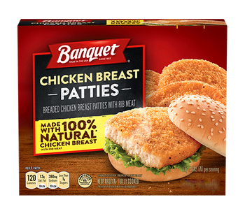 Banquet, Chicken Patties Box, 14.4 oz. Microwavable (1 Count) Banquet, Chicken Patties Box, 14.4 oz. Microwavable (1 Count)