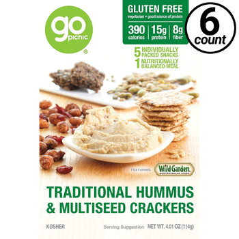 GoPicnic ready-to-eat meals, Traditional Hummus & Multiseed Crackers, Gluten Free, 4.01 Oz Box (6 Count) GoPicnic ready-to-eat meals, Traditional Hummus & Multiseed Crackers, Gluten Free, 4.01 Oz Box (6 Count)
