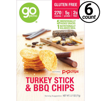 GoPicnic ready-to-eat meals, Turkey Stick & BBQ Chips, Gluten Free, 2.7 Oz Box (6 Count) GoPicnic ready-to-eat meals, Turkey Stick & BBQ Chips, Gluten Free, 2.7 Oz Box (6 Count)