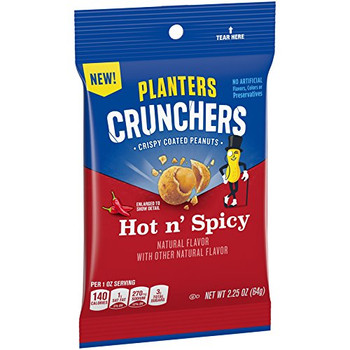 Planters Crunchers, Crispy Coated Peanuts, Hot N Spicy, 2.25 Oz Bag (1 Count) Planters Crunchers, Crispy Coated Peanuts, Hot N Spicy, 2.25 Oz Bag (1 Count)