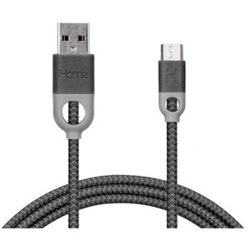 iHome, IH-CT2056B, Micro USB Cable, 6ft Nylon Charge & Sync Cable, Dual Strain Relief Protection, Black Color (1 Count) iHome, IH-CT2056B, Micro USB Cable, 6ft Nylon Charge & Sync Cable, Dual Strain Relief Protection, Black Color (1 Count)