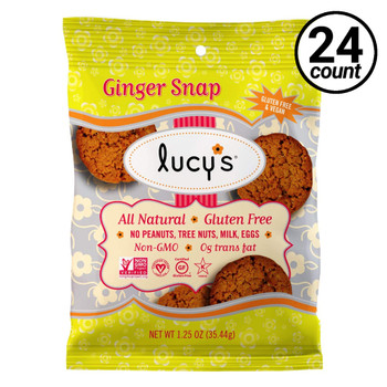 Lucy's Gluten Free Ginger Snap Cookie, 1.25 oz (24 Count) Lucy's Gluten Free Ginger Snap Cookie, 1.25 oz (24 Count)