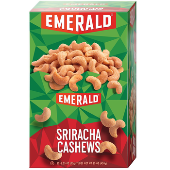 Emerald Nuts, Cashews Siracha, 1.25 oz. Bag (12 Count) Emerald Nuts, Cashews Siracha, 1.25 oz. Bag (12 Count)