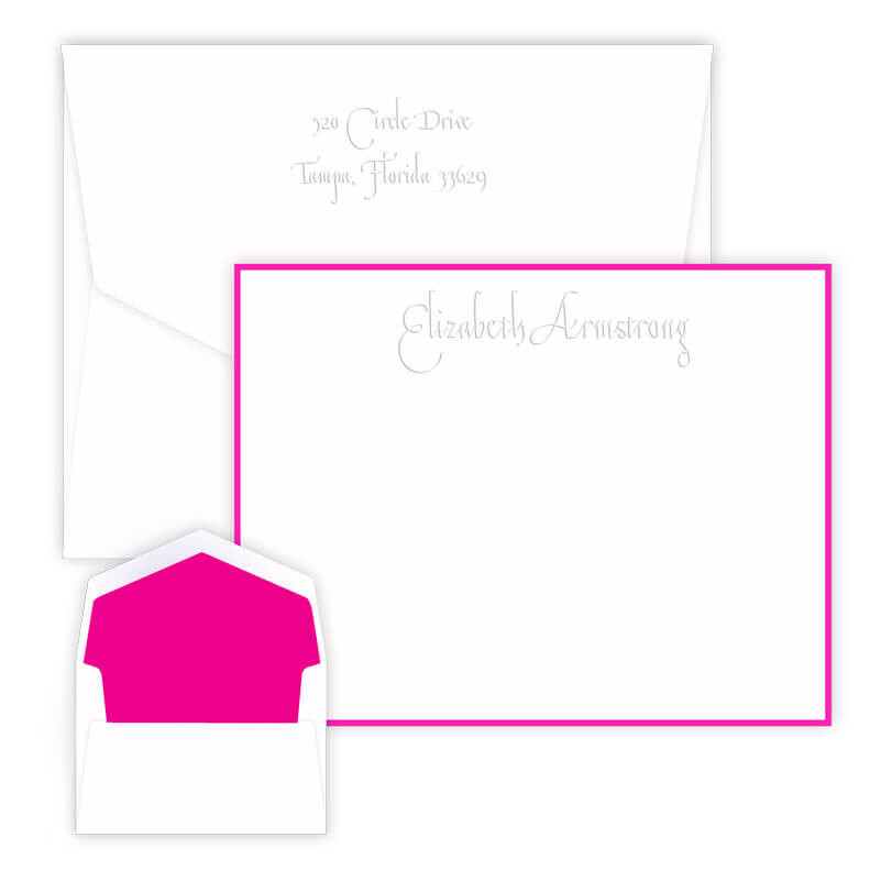 Personalized Script Flat Cards Embossed Stationery EG7061
