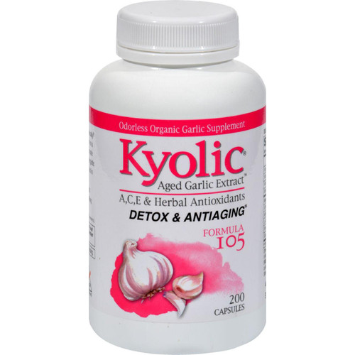 Kyolic Aged Garlic Extract Detox And Anti-aging Formula 105 - 200 Capsules Kyolic Aged Garlic Extract Detox And Anti-aging Formula 105 - 200 Capsules