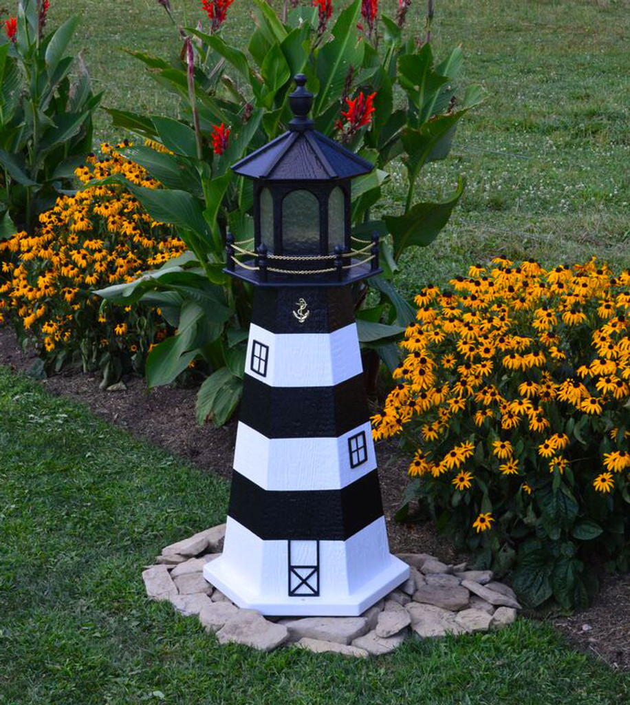 amish made wood garden lighthouse bodie island shown in 4 foot model with standard - Garden Lighthouse amish made wood garden lighthouse bodie island shown in 4 foot model with standard - Garden Lighthouse