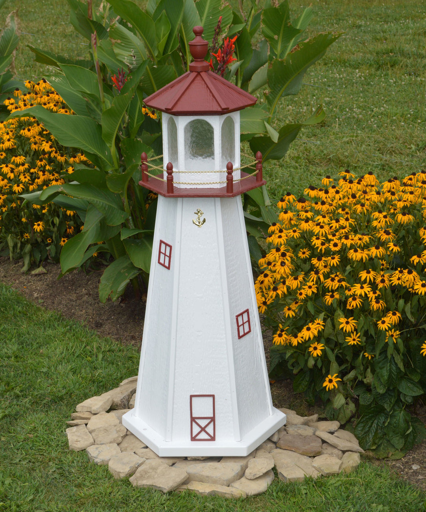 amish made wood garden lighthouse marblehead shown in 4 foot model with standard electric - Garden Lighthouse amish made wood garden lighthouse marblehead shown in 4 foot model with standard electric - Garden Lighthouse
