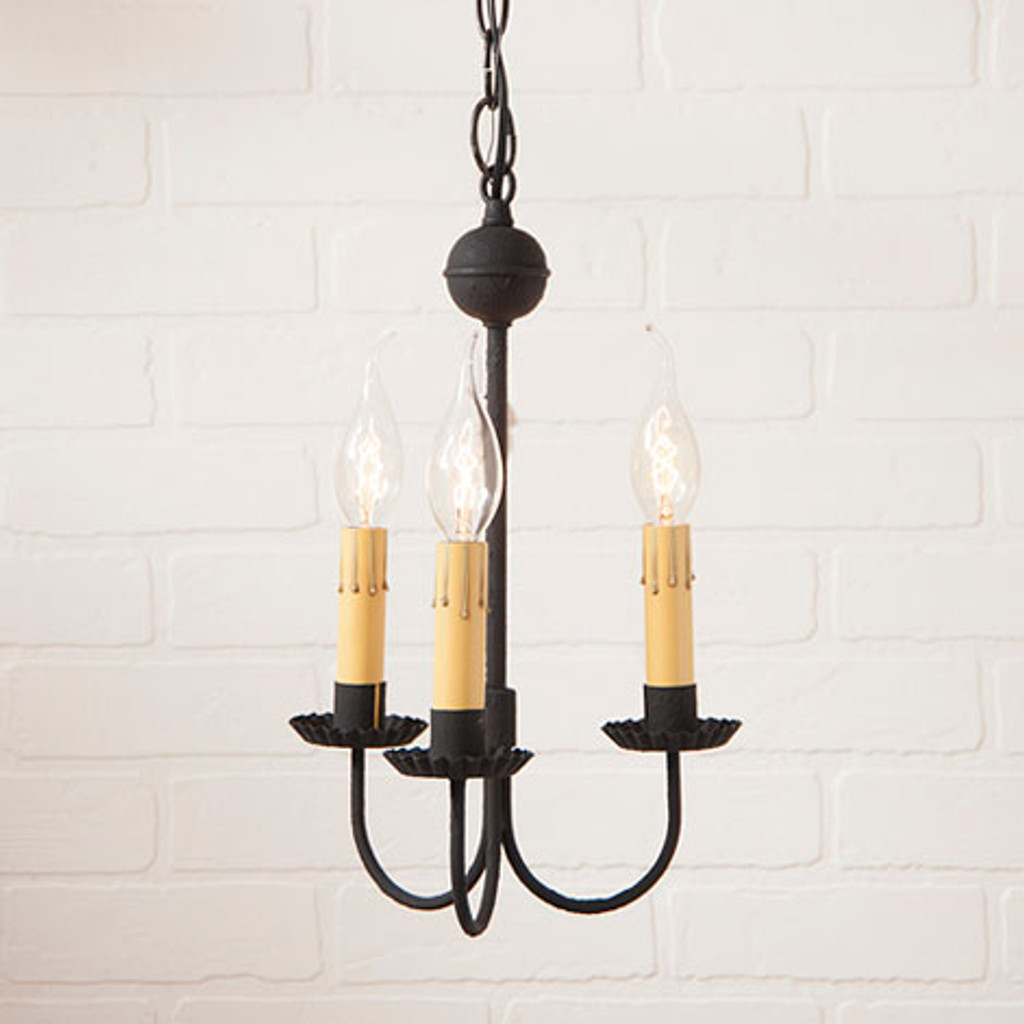 Irvins Tinware - Small 3 Arm Chandelier - Wrought Iron Chandeliers