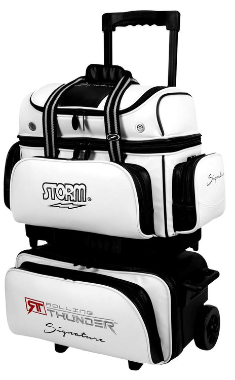 Storm Rolling Thunder Signature 4-Ball Roller Bowling Bag White Black