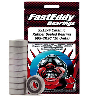 5x13x4 Ceramic Rubber Sealed Bearing 695-2RSC (10 Units) 5x13x4 Ceramic Rubber Sealed Bearing 695-2RSC (10 Units)
