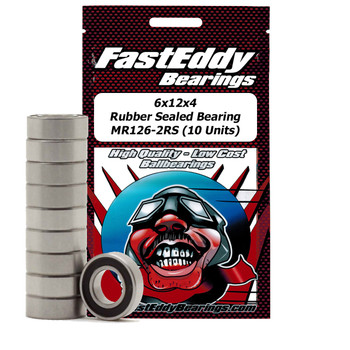 6x12x4 Rubber Sealed Bearing MR126-2RS (10 Units) 6x12x4 Rubber Sealed Bearing MR126-2RS (10 Units)