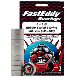 6x13x5 Rubber Sealed Bearing 686-2RS (10 Units) 6x13x5 Rubber Sealed Bearing 686-2RS (10 Units)