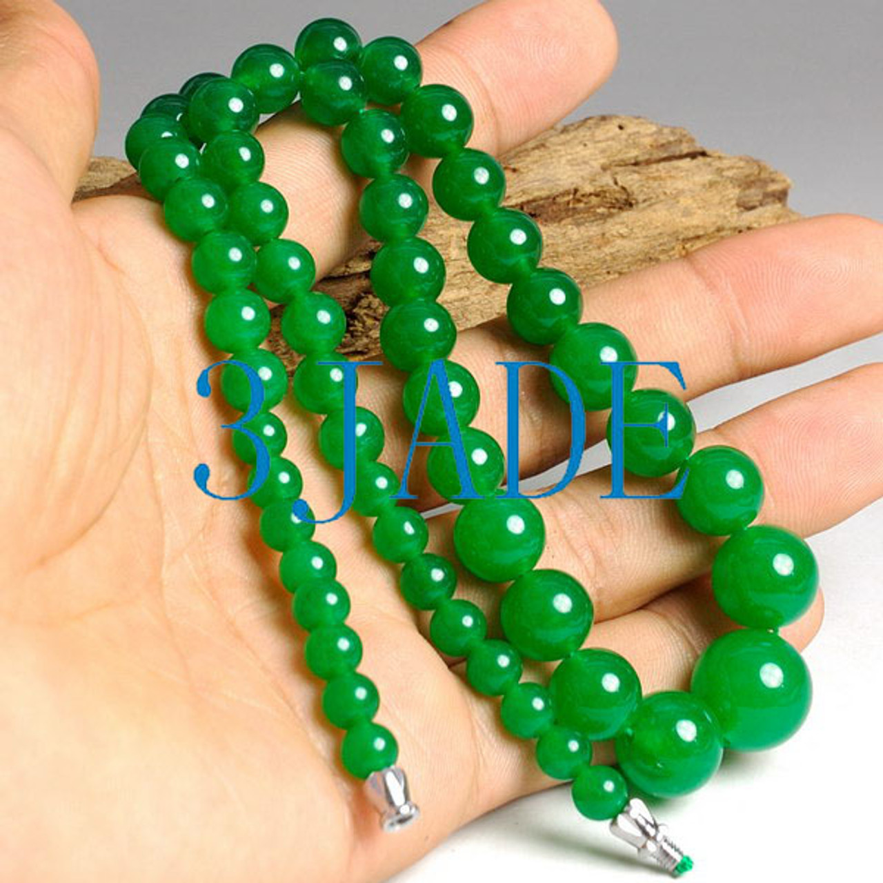17" Imperial Emerald Green Quartz / Malaysia Jade Beads Necklace