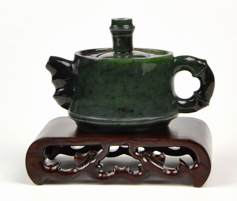 Natural Green Nephrite Jade Teapot Hand Carved Gemstone Tea Pot NZ00051 3JADE wholesale of