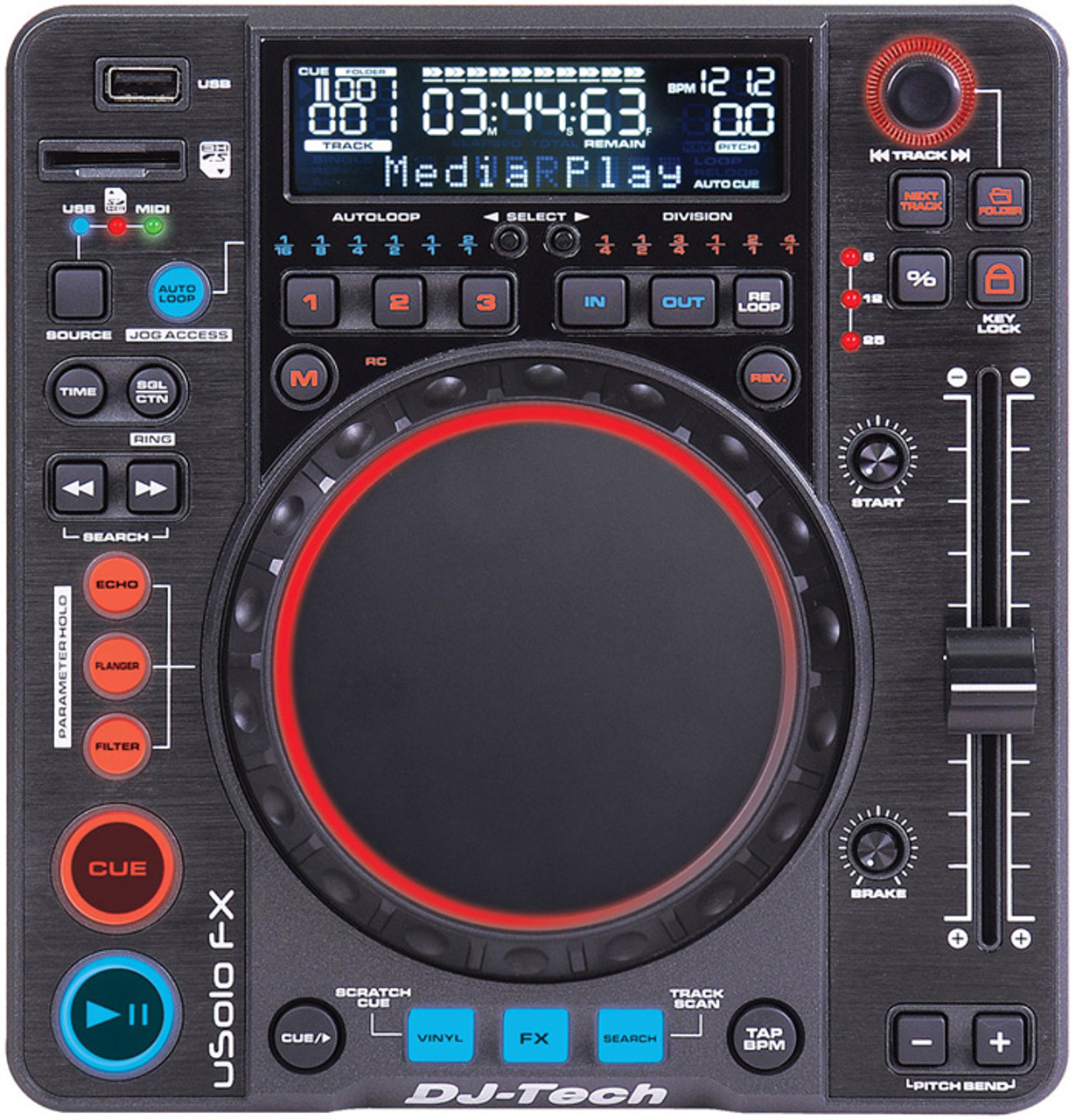 DJ Tech USOLO FX Compact DJ Media Player and Controller