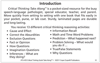 Critical Thinking Quick Take Along Critical Thinking Quick Take Along