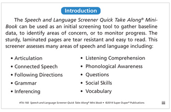 Speech and Language Screener Quick Take Along Speech and Language Screener Quick Take Along