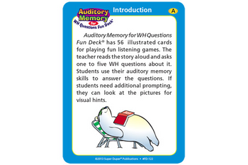 Auditory Memory for WH Questions Fun Deck Auditory Memory for WH Questions Fun Deck