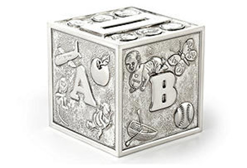 Alphabet Money Bank Silver Plate