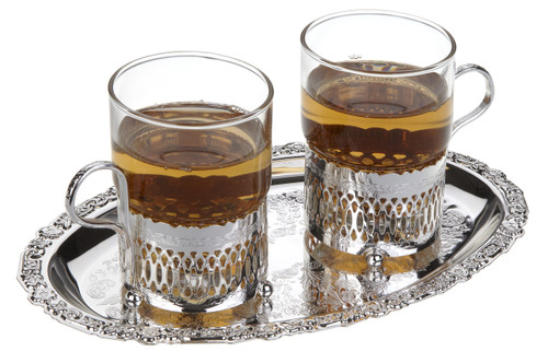 2 Roman Tea Cups on Oval Tray