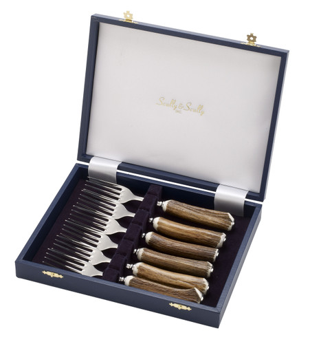 Set/6 Genuine Stag Handled Forks