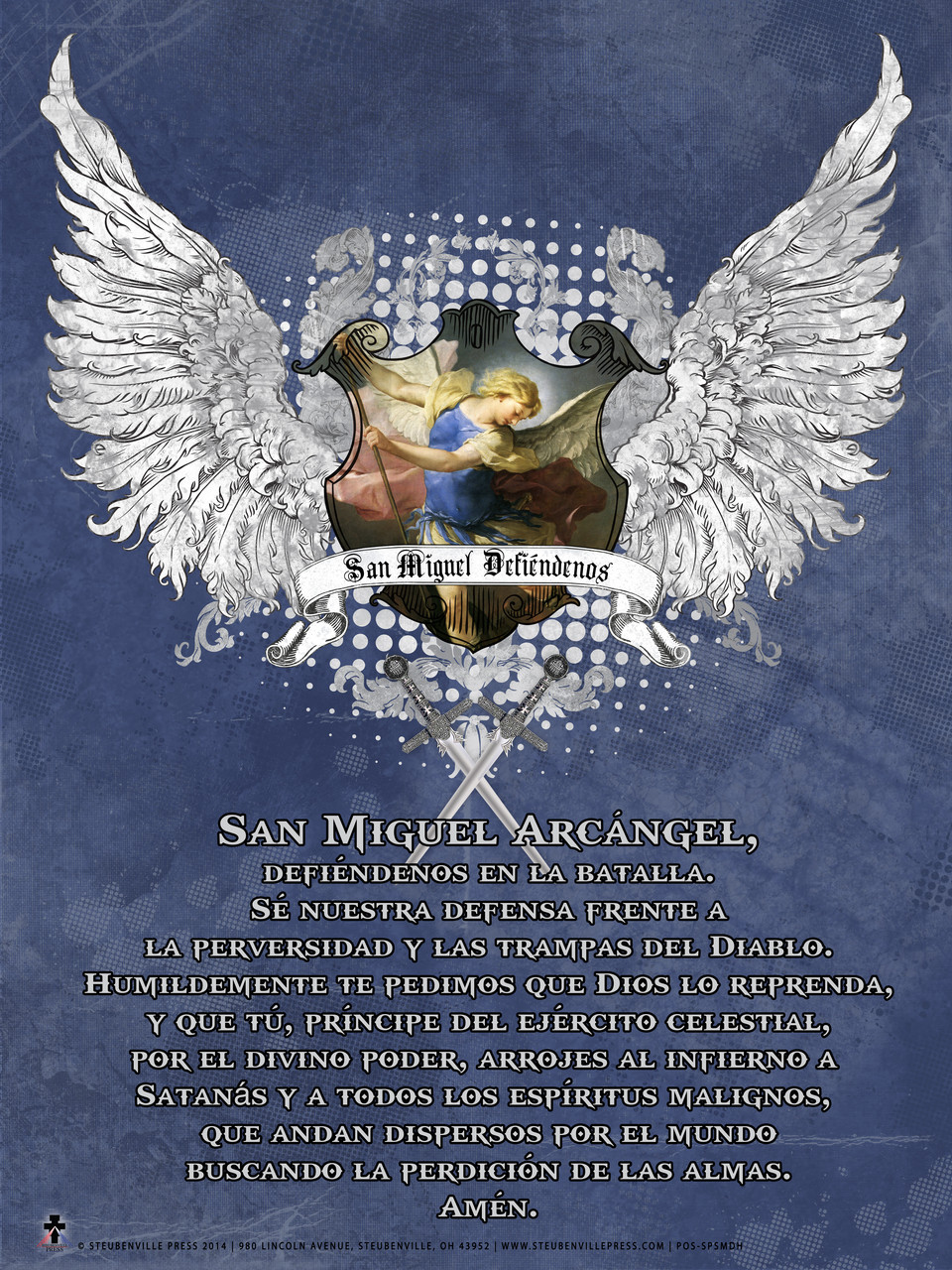 Spanish St. Michael Defend Us Heraldic Poster Catholic to the Max
