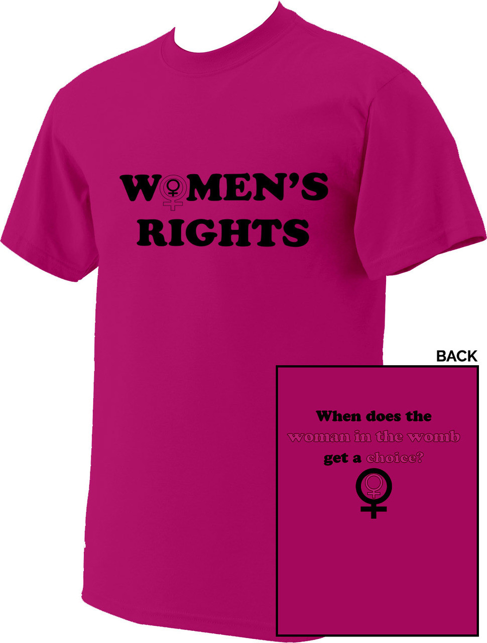 "Women's Rights" Pink TShirt Catholic to the Max Online Catholic Store