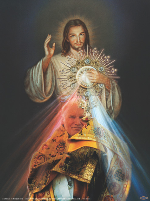 St John Paul Ii With Monstrance And Divine Mercy Poster Catholic To The Max Online Catholic 