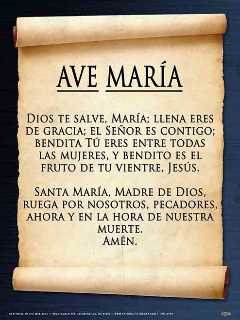 hail mary spanish poster prayer glory catholic father prayers lord lords viewed visit posters customers max