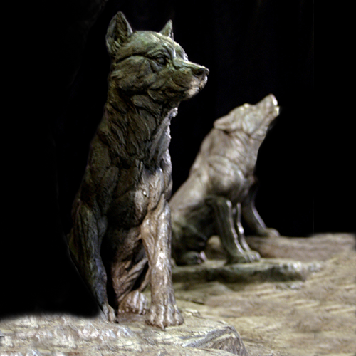 Custom Sitting Wolf