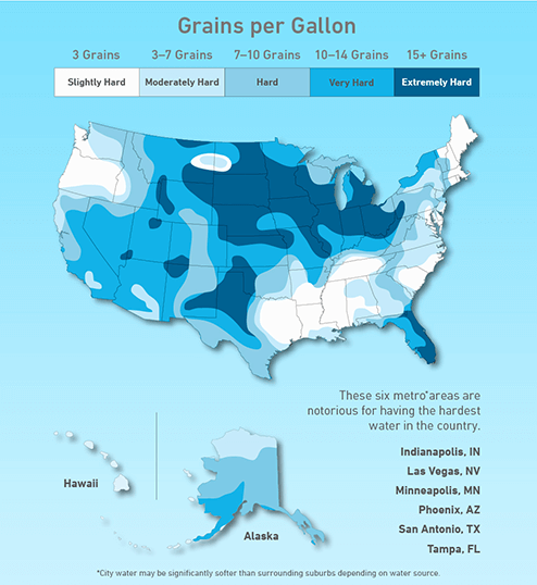 Water Grains Per Gallon US Map