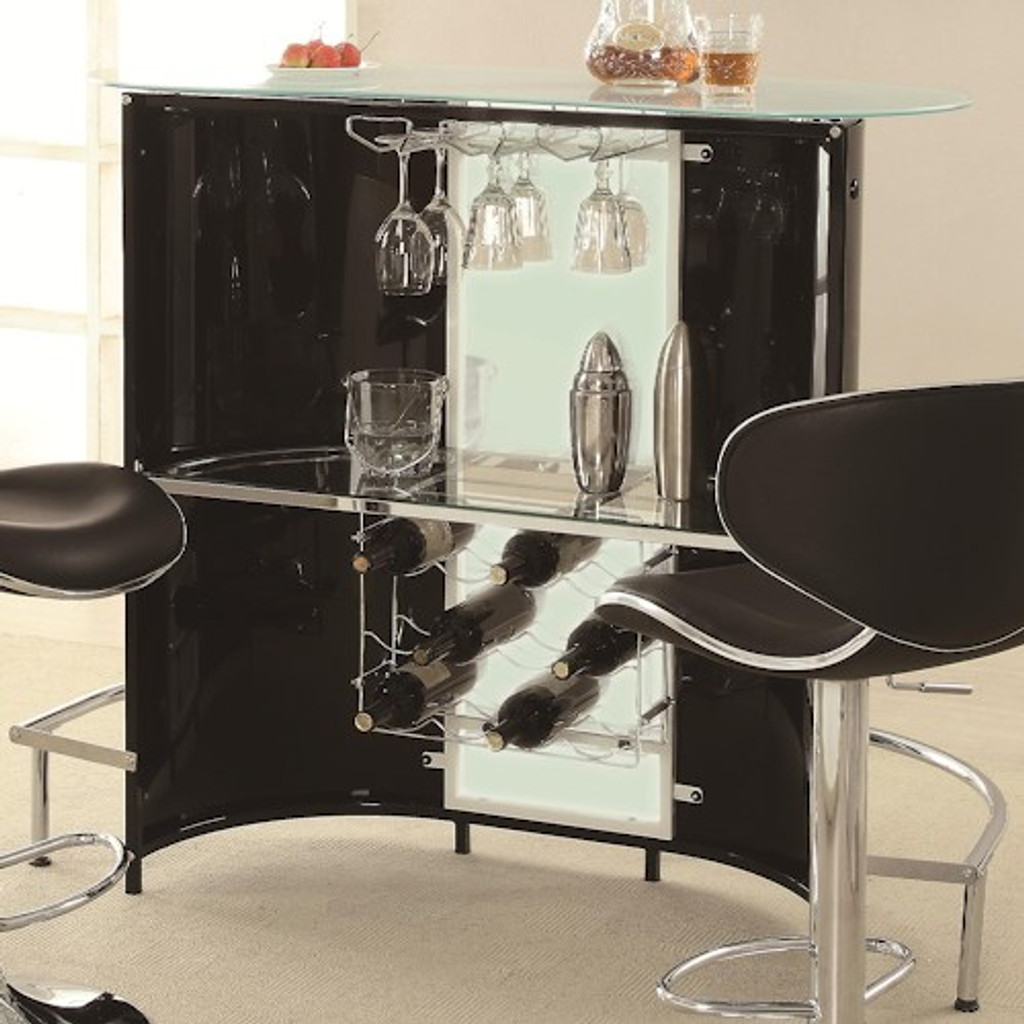 The Contemporary Bar Unit With Frosted Glass Miami Direct Furniture