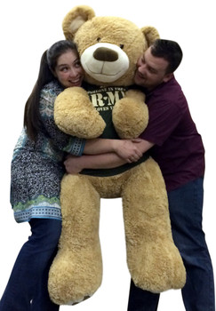Giant 5 Foot Romantic Teddy Bear Wearing Tshirt That Says SOMEBODY IN THE ARMY LOVES YOU Big Military Teddy Bear Giant 5 Foot Romantic Teddy Bear Wearing Tshirt That Says SOMEBODY IN THE ARMY LOVES YOU Big Military Teddy Bear