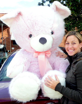 American Made Giant Pink Teddy Bear 54 Inches Soft Stuffed Animal Made in USA America American Made Giant Pink Teddy Bear 54 Inches Soft Stuffed Animal Made in USA America