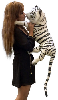 Realistic Giant Stuffed White Tiger 32 Inches Long Body Plus 18 Inch Tail High Quality Soft Plush Siberian Tiger Realistic Giant Stuffed White Tiger 32 Inches Long Body Plus 18 Inch Tail High Quality Soft Plush Siberian Tiger