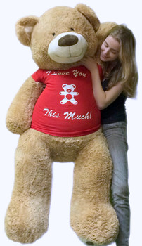 5 Foot Giant Teddy Bear Soft 60 Inch, Wears Removable T-shirt I LOVE YOU THIS MUCH 5 Foot Giant Teddy Bear Soft 60 Inch, Wears Removable T-shirt I LOVE YOU THIS MUCH