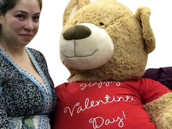 Giant 5 Foot Valentine Teddy Bear Soft Life Size Plush Wears Removable T-Shirt HAPPY VALENTINES DAY Giant 5 Foot Valentine Teddy Bear Soft Life Size Plush Wears Removable T-Shirt HAPPY VALENTINES DAY