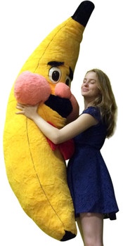 Giant Stuffed Banana With Mustache 6 Feet Tall, Watch Out for The Killer Banana Big Plush Fruit Giant Stuffed Banana With Mustache 6 Feet Tall, Watch Out for The Killer Banana Big Plush Fruit