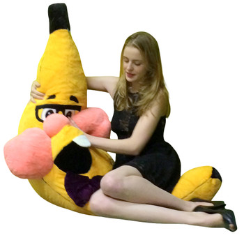 Giant Stuffed Banana Wearing Eyeglasses 6 Feet Tall Squishy Soft Huge Stuffed Animal Fun Gift Giant Stuffed Banana Wearing Eyeglasses 6 Feet Tall Squishy Soft Huge Stuffed Animal Fun Gift
