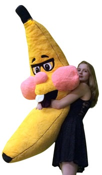 Giant Stuffed Banana Wearing Eyeglasses 6 Feet Tall Squishy Soft Huge Stuffed Animal Fun Gift Giant Stuffed Banana Wearing Eyeglasses 6 Feet Tall Squishy Soft Huge Stuffed Animal Fun Gift