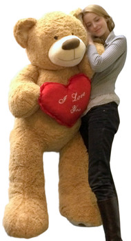 I Love You Giant Teddy Bear 5 Foot Soft Tan 60 Inch, Holds Heart Pillow I Love You Giant Teddy Bear 5 Foot Soft Tan 60 Inch, Holds Heart Pillow