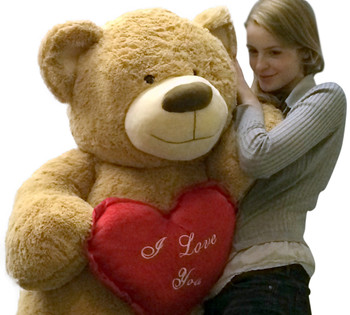 I Love You Giant Teddy Bear 5 Foot Soft Tan 60 Inch, Holds Heart Pillow I Love You Giant Teddy Bear 5 Foot Soft Tan 60 Inch, Holds Heart Pillow