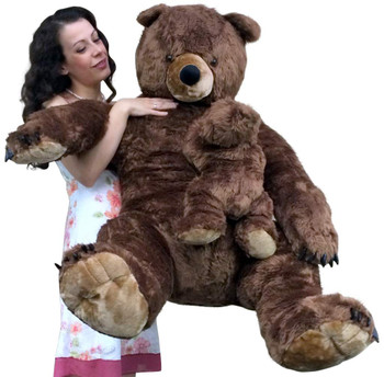 Big Plush Brown Bear Holding Baby Cub Realistic Huge Soft Stuffed Teddy 3 Feet Tall Big Plush Brown Bear Holding Baby Cub Realistic Huge Soft Stuffed Teddy 3 Feet Tall