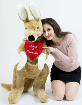 Custom Personalized Giant Stuffed Kangaroo 42 Inch Soft, Your Message Customized on Heart Custom Personalized Giant Stuffed Kangaroo 42 Inch Soft, Your Message Customized on Heart