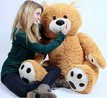 Big Plush Giant Teddy Bear Five Feet Tall Honey Brown Color Soft Smiling Big Teddybear 5 Foot Bear Big Plush Giant Teddy Bear Five Feet Tall Honey Brown Color Soft Smiling Big Teddybear 5 Foot Bear