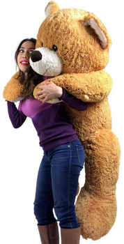 Giant Teddy Bear 55 Inches Big Plush Teddy Bear, Almost Five Feet Tall Honey Brown Color with Bigfoot Paws Premium Quality Plush and Soft Giant Teddy Bear 55 Inches Big Plush Teddy Bear, Almost Five Feet Tall Honey Brown Color with Bigfoot Paws Premium Quality Plush and Soft