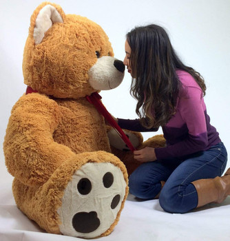 Giant Teddy Bear 55 Inches Big Plush Teddy Bear, Almost Five Feet Tall Honey Brown Color with Bigfoot Paws Premium Quality Plush and Soft Giant Teddy Bear 55 Inches Big Plush Teddy Bear, Almost Five Feet Tall Honey Brown Color with Bigfoot Paws Premium Quality Plush and Soft