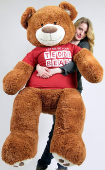 Big Plush Giant 5 Foot Teddy Bear Caramel Color Wears Tshirt LET ME BE YOUR TEDDY Big Plush Giant 5 Foot Teddy Bear Caramel Color Wears Tshirt LET ME BE YOUR TEDDY