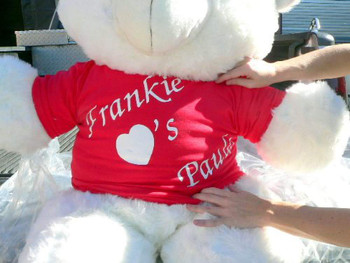 Personalized 4 Foot Teddy Bear Wears Personalized Tshirt Imprinted His Name Loves Her Name Personalized 4 Foot Teddy Bear Wears Personalized Tshirt Imprinted His Name Loves Her Name